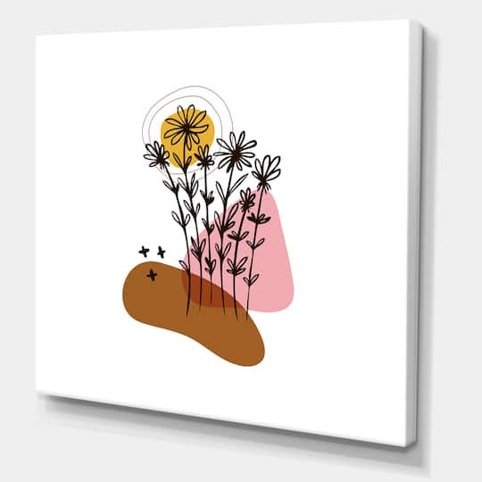 Designart - Elementary Shapes With Abstract Flowers Plants I